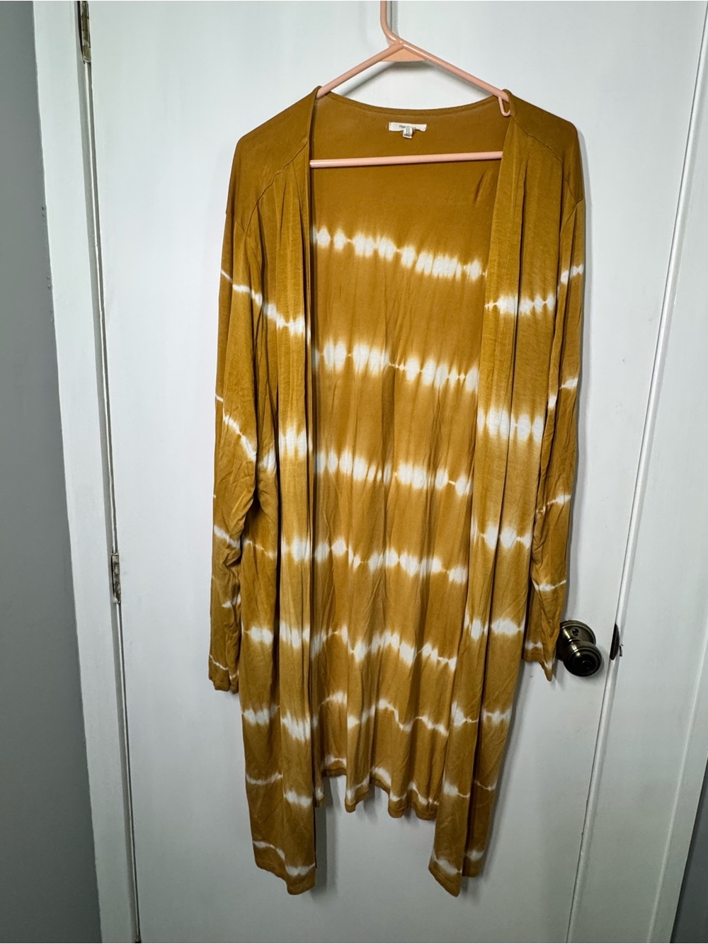 Tie-Dye Open Front Cardigan in Mustard
